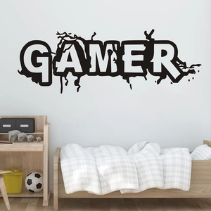 Gamer wall decal with graffiti ink splash style for kids room and gaming area decor