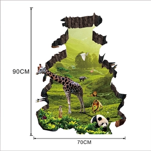 Detail view of 3D jungle animal wall sticker with dimensions 90cm by 70cm
