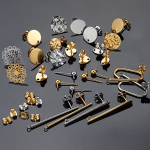 Stainless Steel Geometric Earring Posts For DIY Jewelry Making Textured Stud Findings For Women Handcrafted Jewelry Parts