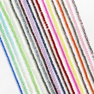 Fili di perline di cristallo sfaccettate multicolore da 2mm e 1,9g per gioielli DIY