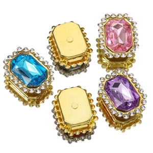Strass rettangolari 15x19mm con base a quattro fori per accessori moda fai-da-te