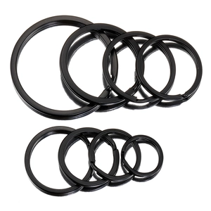 Black Electroplated Flat Metal Key Ring Round Split Ring For DIY Jewelry Making Crafts Keychain Accessories Individual Style