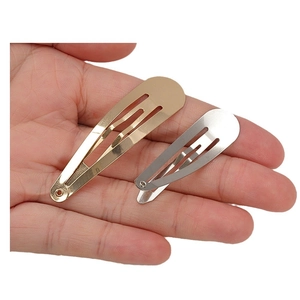 Thickened metal teardrop BB hair clips in gold and silver finish for DIY hair accessories
