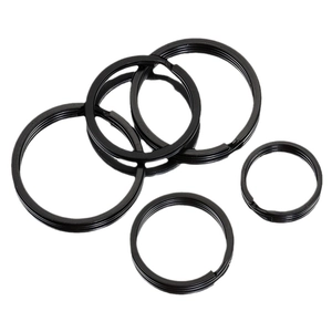 Various sizes of black electrophoretic flat key rings for DIY jewelry and key organization