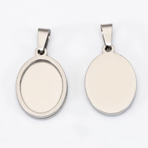 Ovale roestvrijstalen hanger instellingen met borgtocht voor DIY sieraden maken