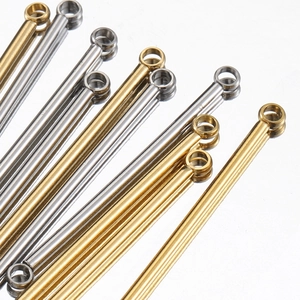 Polished 18k gold plated stainless steel double hole connector bars for DIY jewelry making