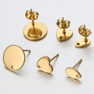 18k vergoldete Edelstahlohrringe Set mit Herz-, Kreis- und Tropfenformen für DIY