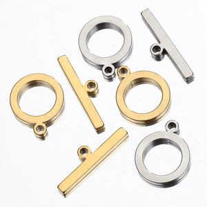 Fermoirs à bascule OT polis en acier inoxydable pour bijoux, finitions or et argent