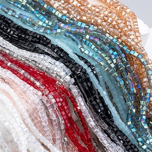 Colorful 2mm square faceted crystal glass beads for DIY jewelry making and crafts