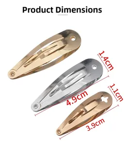 Detailed view of silver and gold metal snap hair clips in two sizes for DIY hair accessories