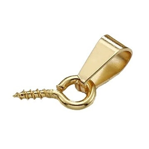 Polished gold stainless steel screw eye pin with bail connector for DIY jewelry making