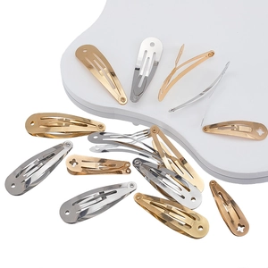 Polished metal teardrop snap hair clips in assorted metallic colors for DIY hair accessories