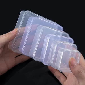 Nesting set of clear rectangular PP plastic storage boxes in six various sizes