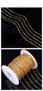 Chaîne plate à paillettes dorées sur bobine pour création de bijoux DIY en acier inoxydable