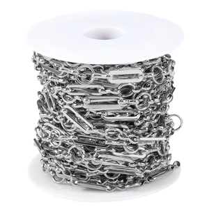 Stainless steel cable chain roll with oval links for DIY necklace jewelry making