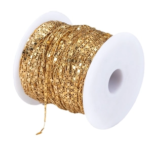 Roll of 1.5mm golden stainless steel slim tile link chain for DIY jewelry making