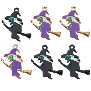 Halloween Enamel Witch Bat Skeleton Charms Alloy Drip Oil Pendants For DIY Necklace Bracelet Making Handmade Jewelry Finding Accessories