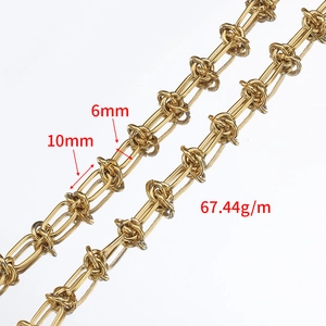 Chaîne à nœuds en acier inoxydable doré 10x6mm pour création de bijoux et colliers