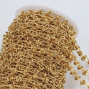 Chaîne à nœuds en acier inoxydable doré de 1 mètre pour création de bijoux DIY
