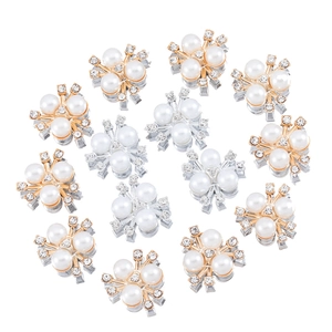 Alloy flower charms with pearls and rhinestones for DIY hair accessories and clothing