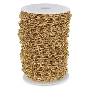 Spool of polished gold stainless steel chain for DIY jewelry making and link accessories