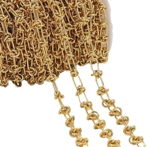 Golden stainless steel knotted link chain roll for DIY jewelry necklace making