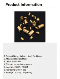 Detailed view of 18k gold stainless steel leather cord end caps and jewelry connectors