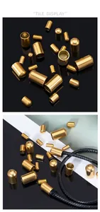 Polished 18k gold stainless steel cylinder end caps for DIY jewelry necklace making