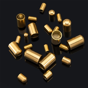 Polished 18k gold stainless steel barrel end caps and cord connectors for DIY jewelry