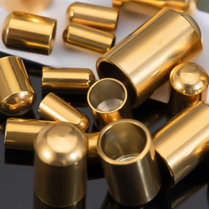 Polished 18k gold plated stainless steel end caps for DIY jewelry making and necklace cords