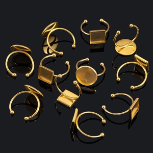 Bases de Anillo Ajustables de Acero Inoxidable Bandeja de Bisel Bricolaje Joyería Oro Plata Chapado Geométrico