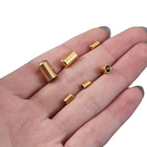 18k gold plated stainless steel end caps for leather cords in various sizes for DIY jewelry