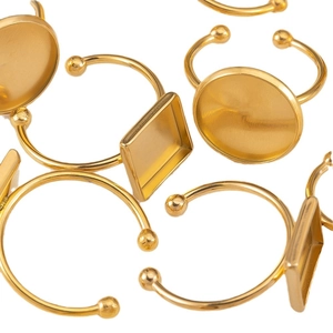Bases de anillo ajustables de acero inoxidable dorado con soportes redondos y cuadrados