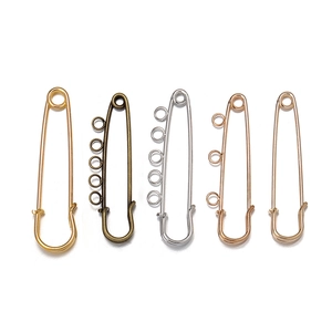 Vintage Alloy Safety Pin Brooch Base For DIY Jewelry Making Electroplated Multi-Loop Kilt Pin Clothing Fixing Fixing Tool For Women