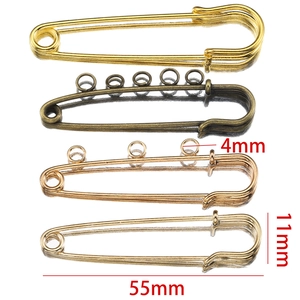 55mm multi-color metal safety pins with 3 and 5 loops for DIY brooch jewelry making