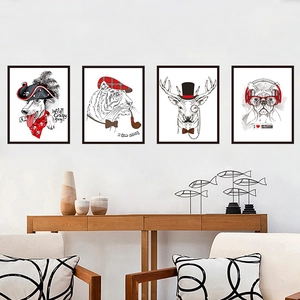 Stickers Muraux Portrait d'Animaux Dessin Animé Étanche PVC Amovible Décalcomanies Pour Décoration Chambre Enfant Chien Pirate Tigre