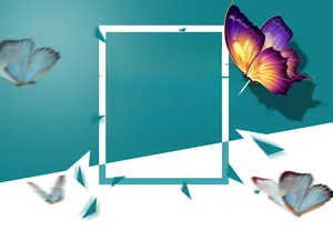Detailed 3D butterfly wall stickers with vibrant purple and orange gradient wing patterns