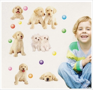 Adesivi murali cuccioli simpatici in PVC trasparente per decorazione cameretta bambini