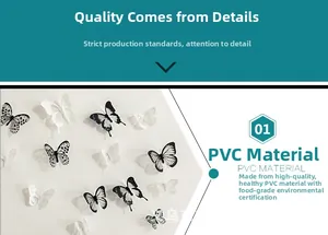 Detail of 3D butterfly wall stickers showing eco-friendly PVC texture and 3D folding design