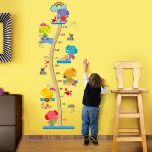 Cartoon Elephant Rainbow Height Growth Chart Wall Decal For Kids Room Nursery Removable PVC Height Measurement Ruler Sticker