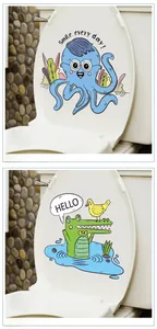 Détails d'autocollants de toilette animaux marins avec poulpe bleu et crocodile vert