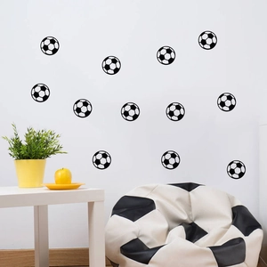 Pack of 12 classic soccer wall decals for children room with 3D effect vinyl stickers