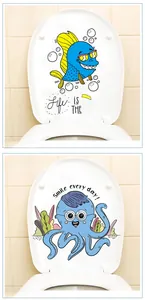 Détail d'autocollants de toilette motifs animaux marins avec poisson et poulpe