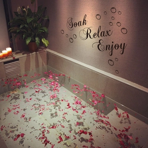 Soak Relax Enjoy wall decal with bubbles for bathroom wall decoration in a spa setting