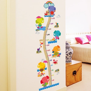 Colorful cartoon elephant height growth chart wall sticker from 50cm to 170cm for kids