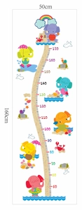 Detail of self-adhesive cartoon elephant height growth chart for kids room wall