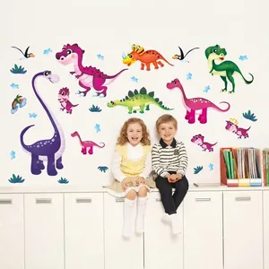 Stickers Muraux Dinosaure Dessin Animé Autocollants Animaux PVC Amovibles Pour Chambre d'Enfant Crèche Salon Décoration