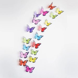 Set of 18 colorful 3D butterfly wall stickers with foldable wings for home decoration