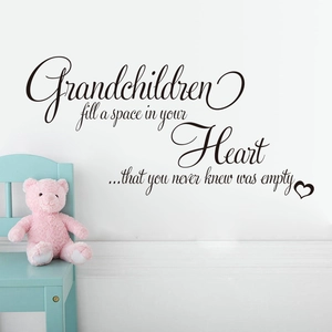Grandchildren Quote PVC Wall Sticker Removable Waterproof Wall Decal For Living Room Bedroom Decorative Heart Pattern Mural