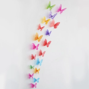 Set of 18 colorful 3D butterfly wall stickers with double-layer wings for home decor